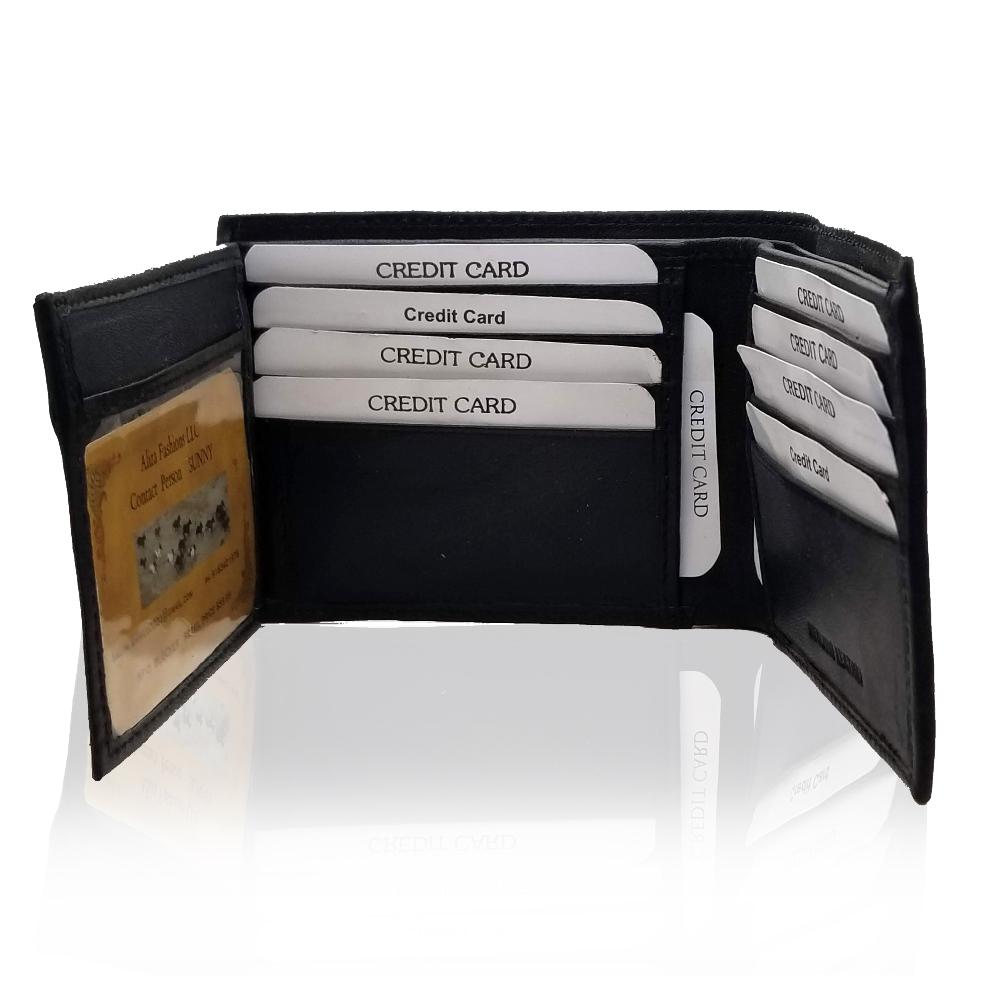 Black Two Fold Premium Leather Wallet - S'roushaa