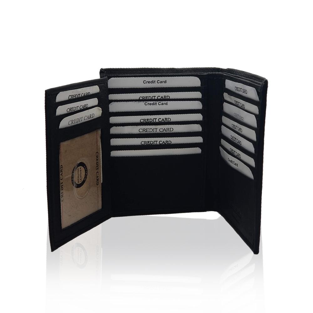 Black Trifold Leather Wallet - S'roushaa