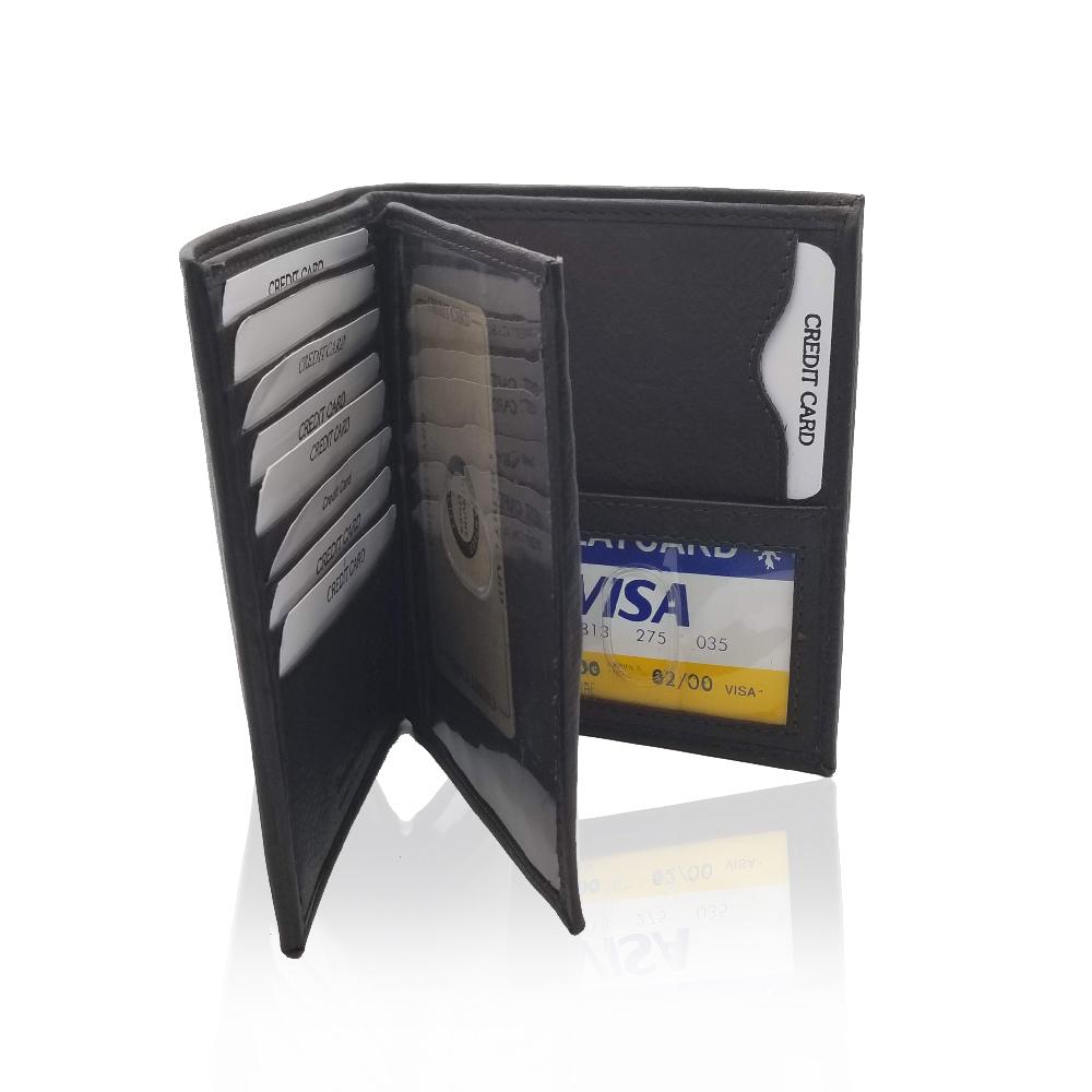 Men's Solid Black Multi-Card High Wallet - S'roushaa