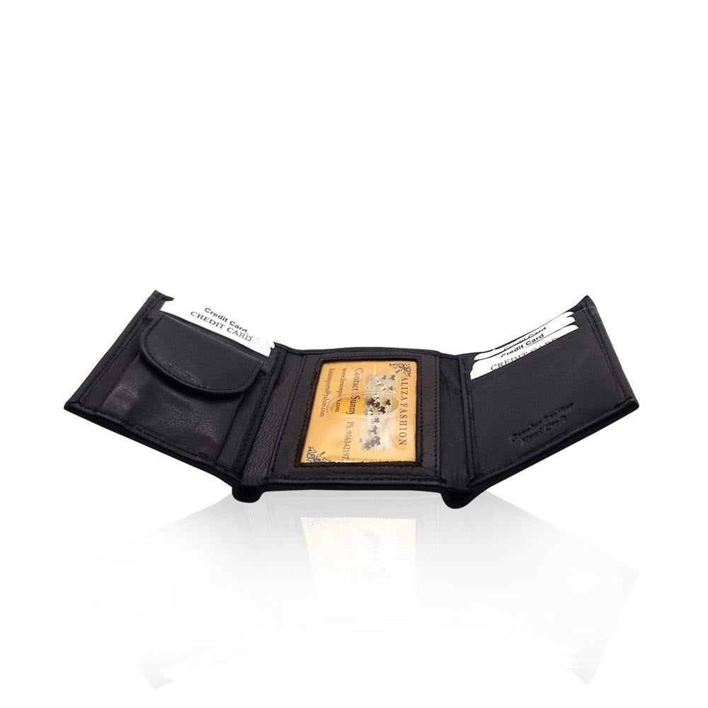 Men's Black Bi-fold Wallet with ID Flap - S'roushaa