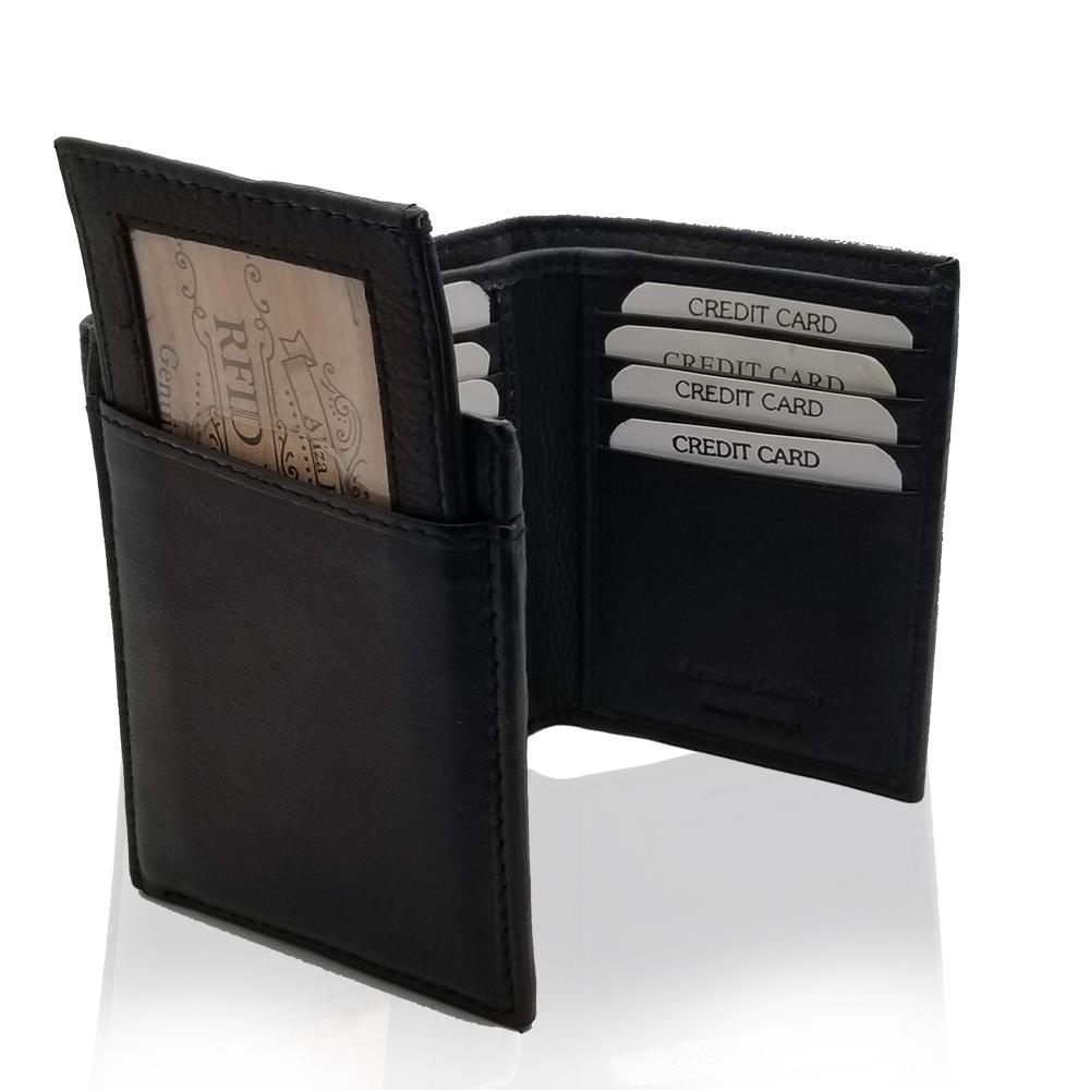 Trifold Leather Wallet With Flip Up ID - S'roushaa
