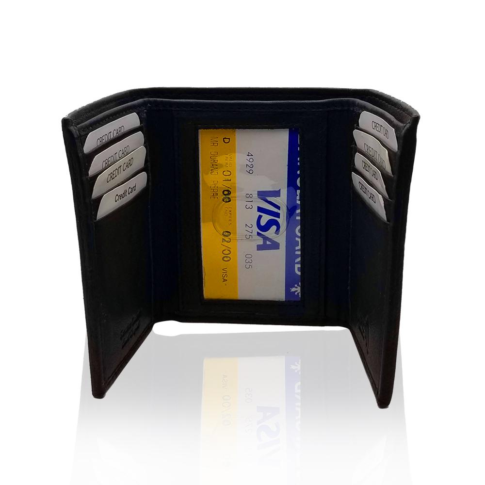 Trifold Leather Wallet With Credit Card Slots - S'roushaa
