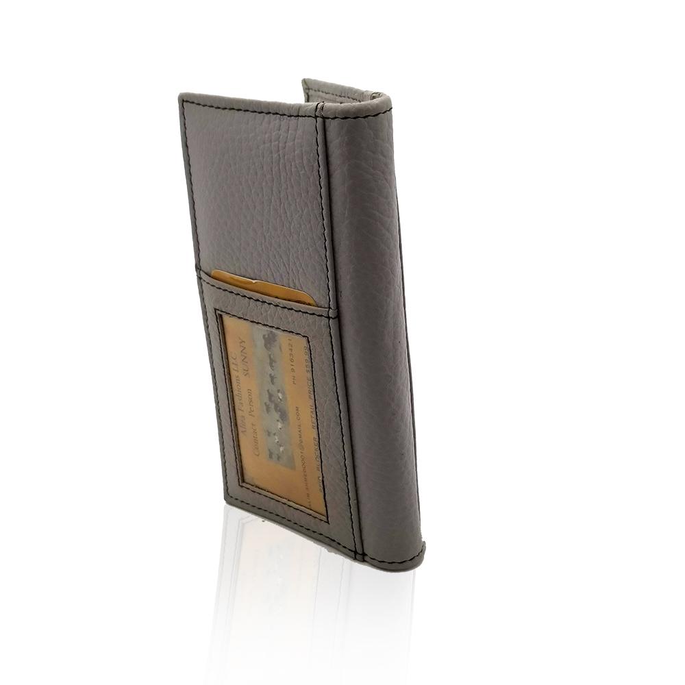 Grey Bi-fold Multi Pocket Zipper Long Wallet - S'roushaa