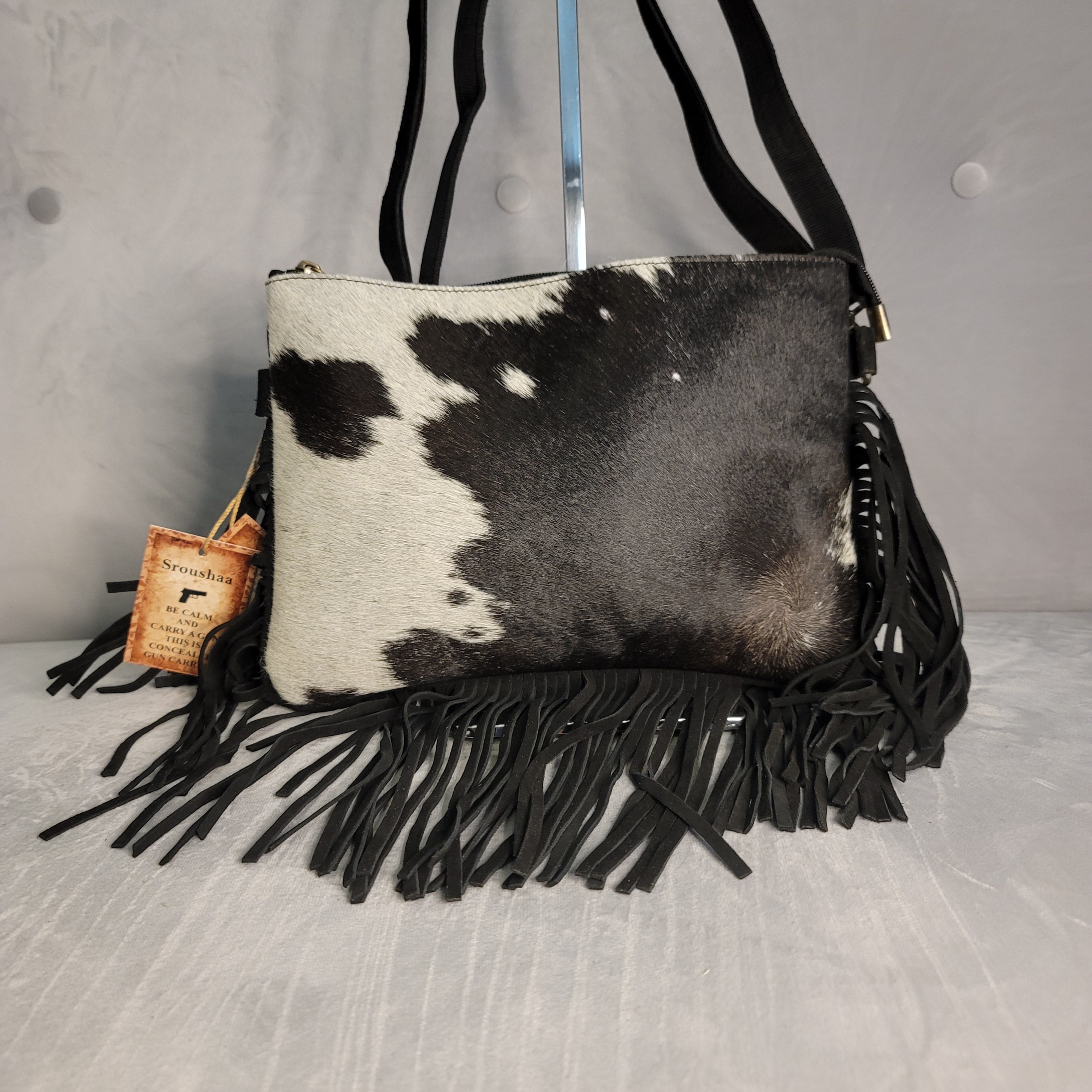 SR027Genuine cowhide and  leather crossbody purse