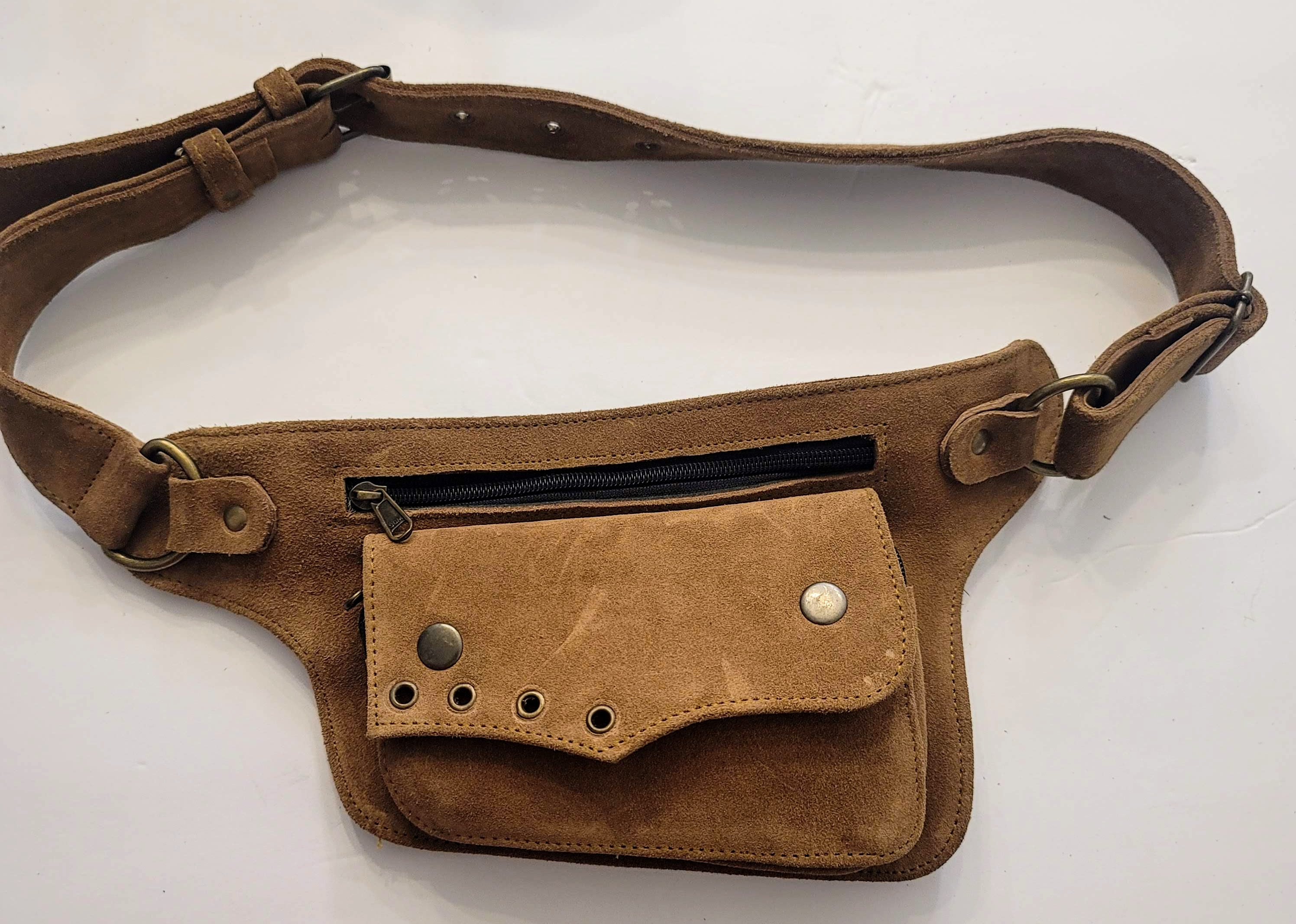 Handmade Genuine Leather Fanny Pack, with real gems stone Women Fanny Pack, Belt Bag, Men's Leather Fanny Pack, Adjustable Leather