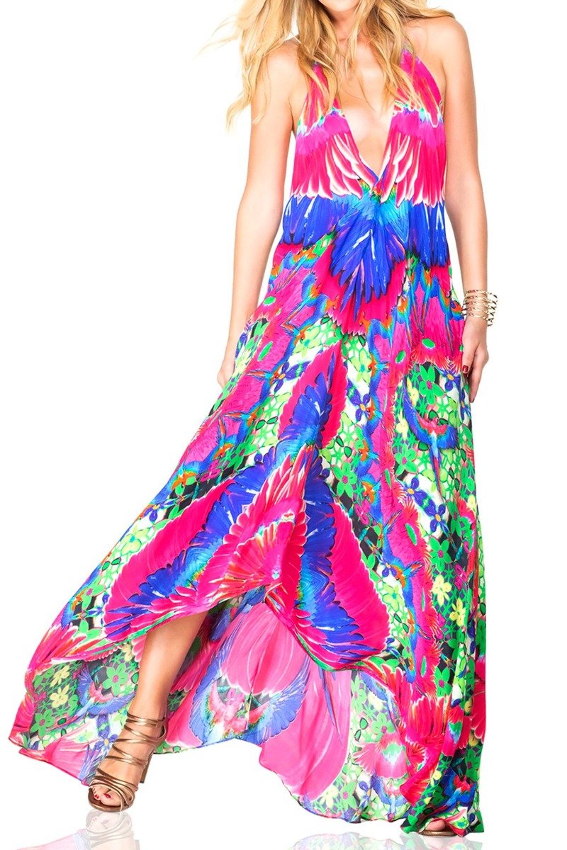 Multi Wear Dress in Feather Print - S'roushaa