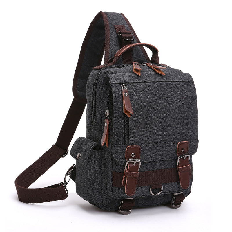 SRC088Mens Waxed Canvas Messenger Sling Bag Full Grain Leather With Canvas Shoulder Bag Crossbody Bag Gift For Him