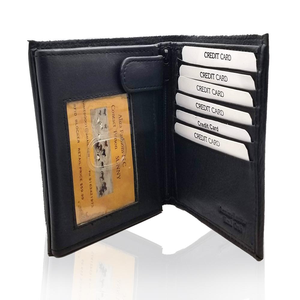 Black-Genuine-Leather-Two-Fold-Wallet-With-Zip