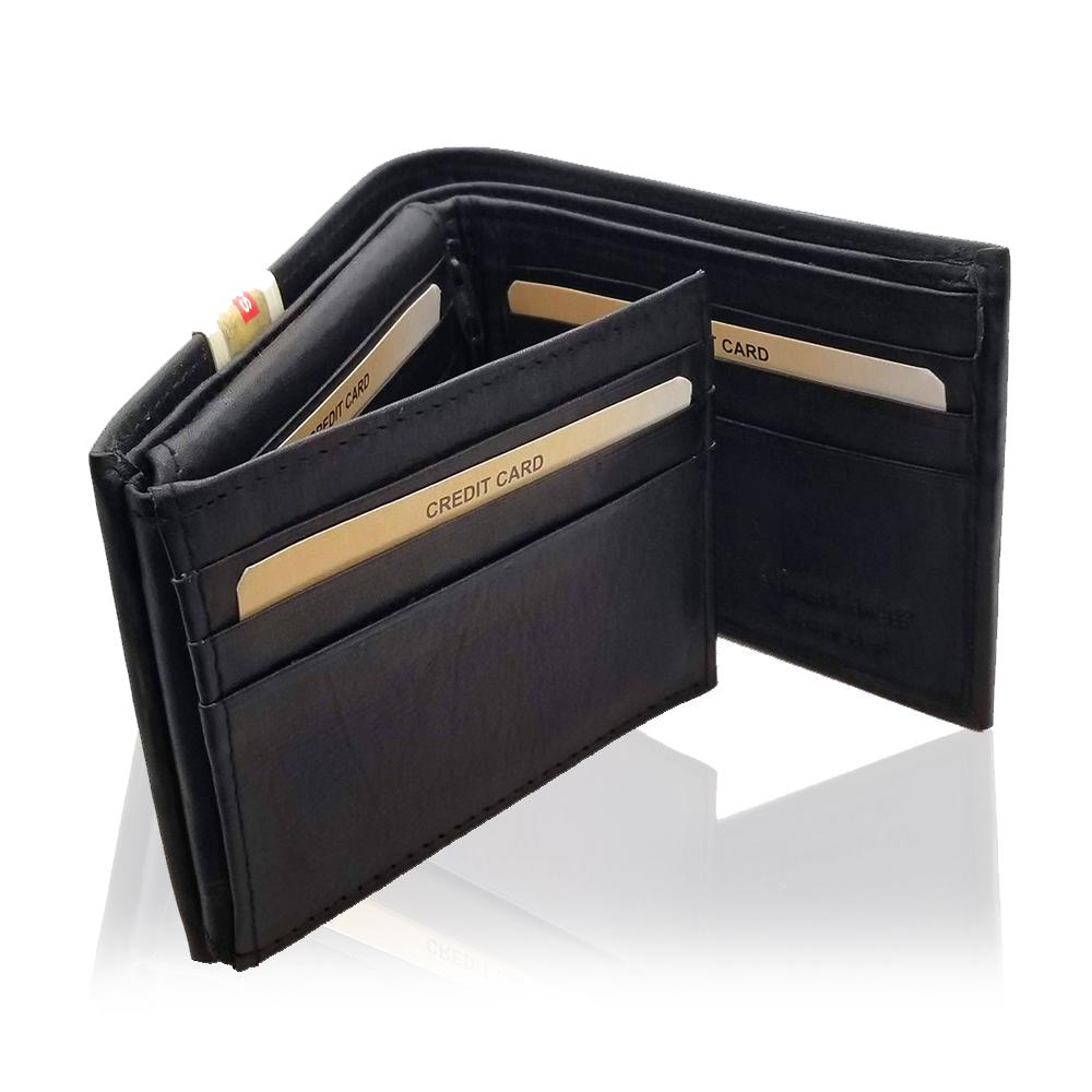 Black-Solid-Genuine-Leather-Two-Fold-Wallet