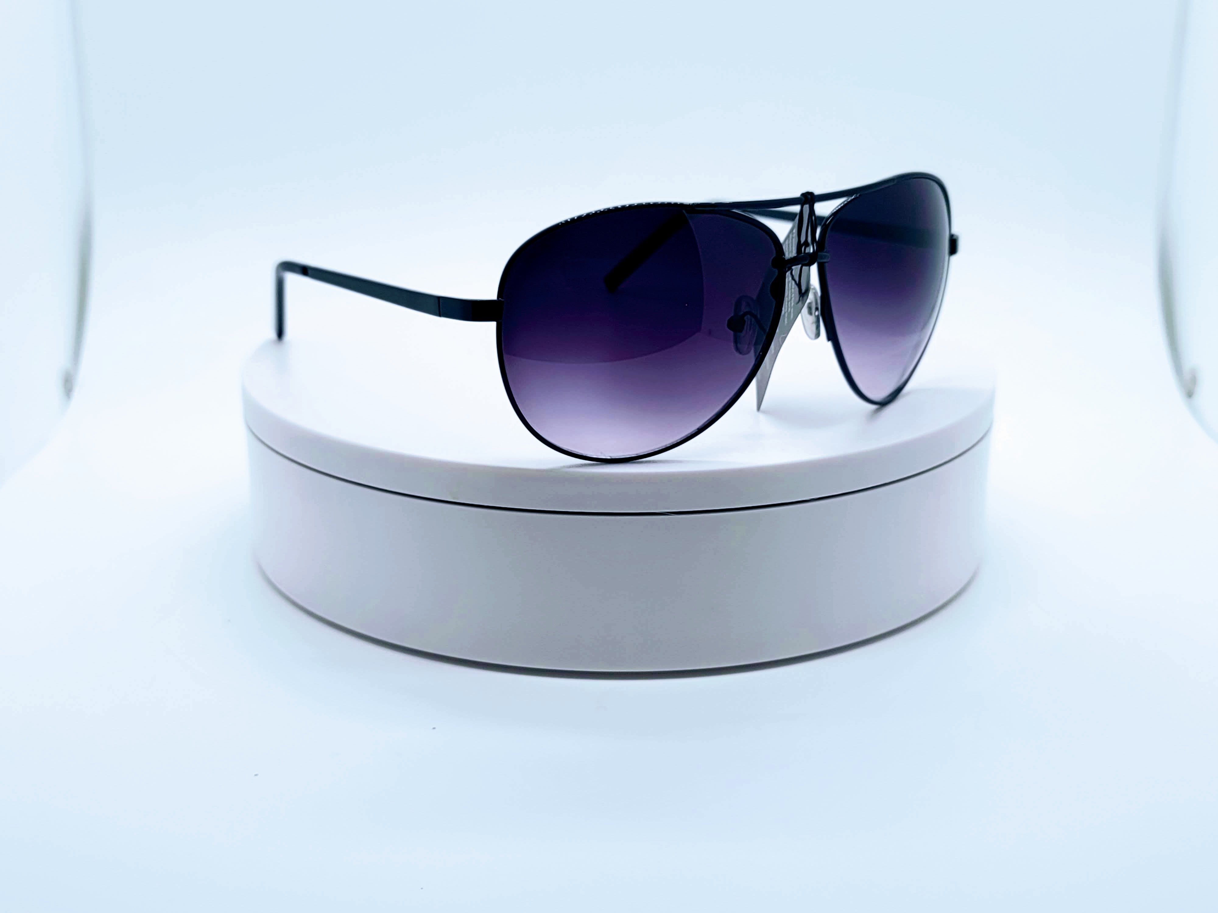 Black Rim Blue Lens Aviator Sunglasses - S'roushaa