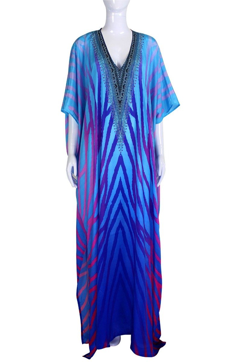 Blue-Long-Kaftan-Dress-For-Women
