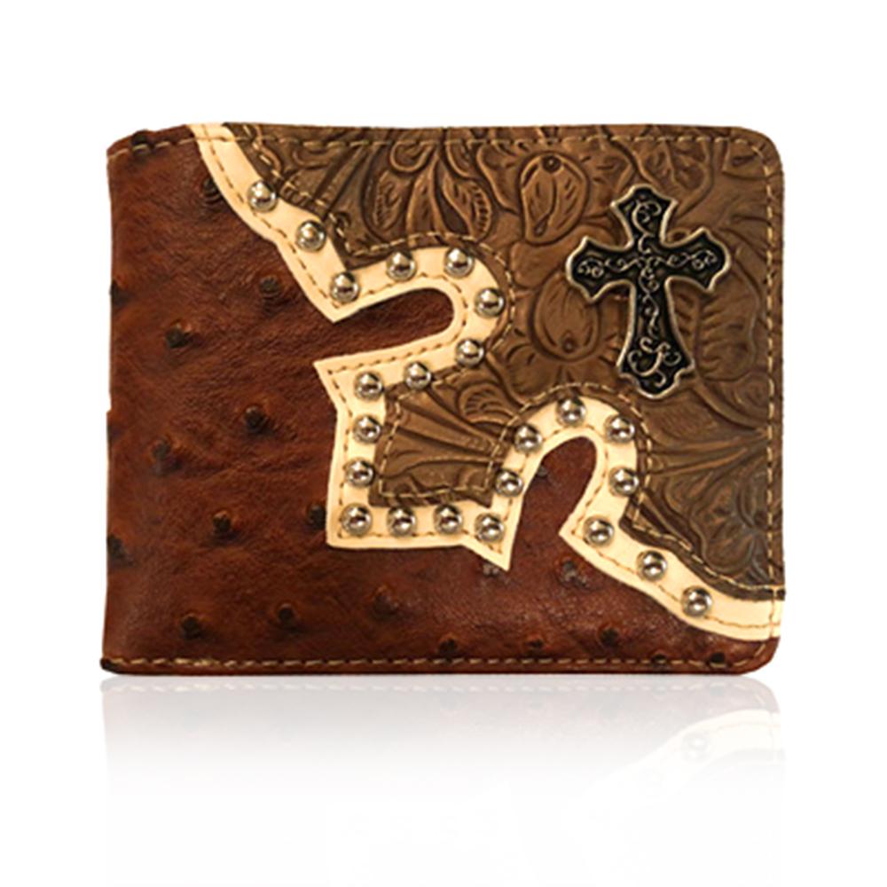 Brown-Embellished-Pure-Leather-Bifold-Wallet-For-Men