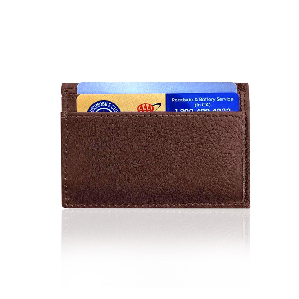 Brown Leather Money Clip Card Case - S'roushaa
