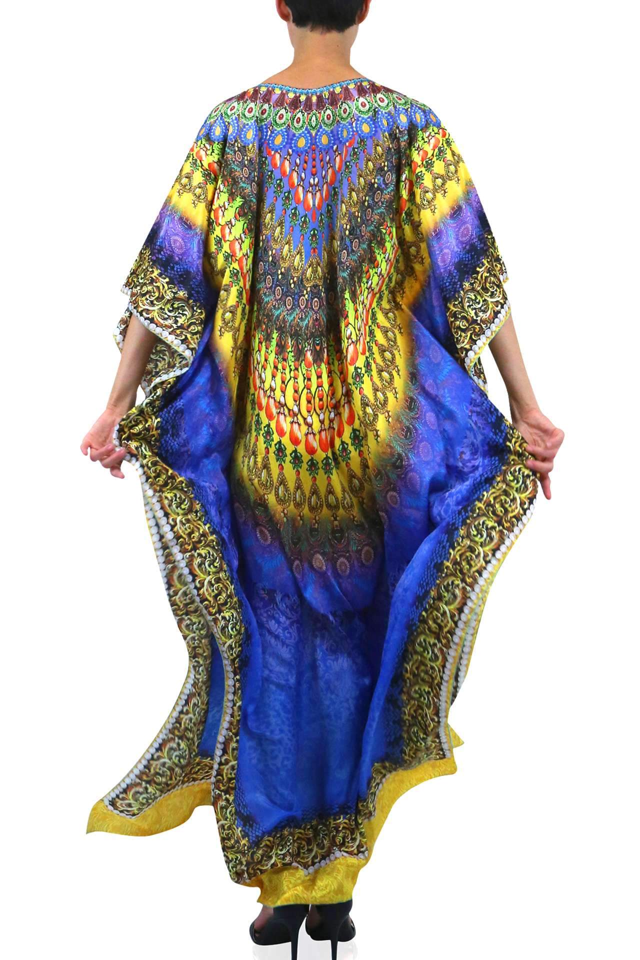 Blue-Long-Kaftan-Dress-For-Women
