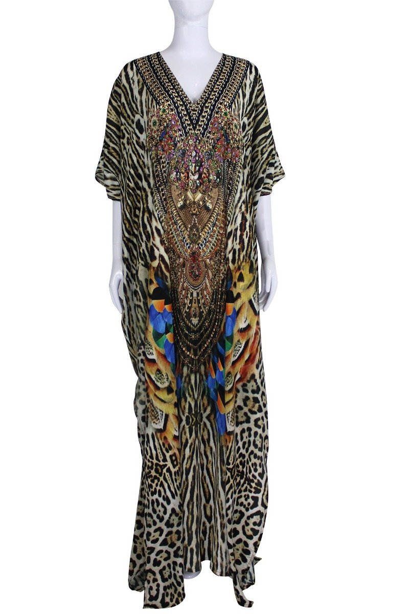Luxury Caftan Dress In Jaguar Print - S'roushaa