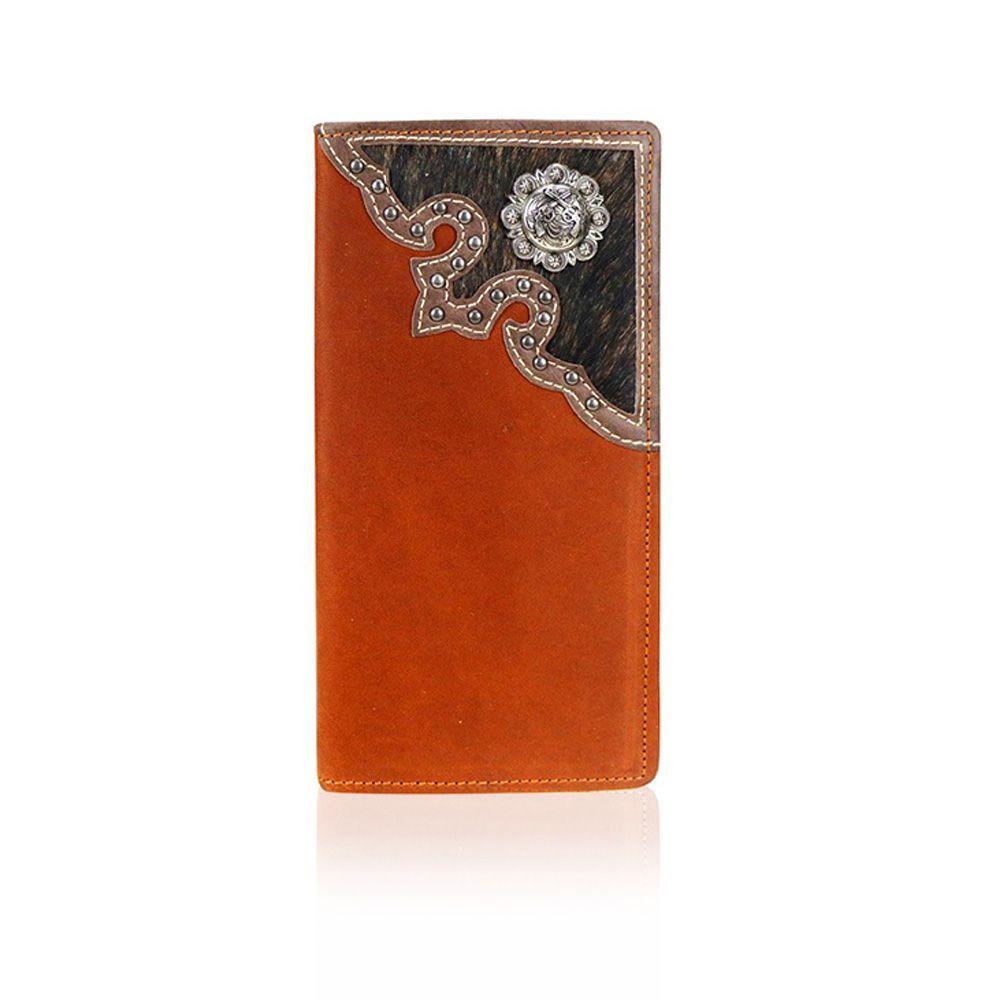 Genuine-Hair-On Leather-Pistol-Collection-Men's-Wallet-Brown