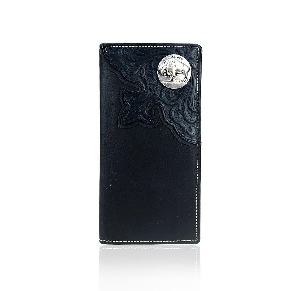 Genuine-Tooled-Leather-Collection-Men's-Wallet-Black