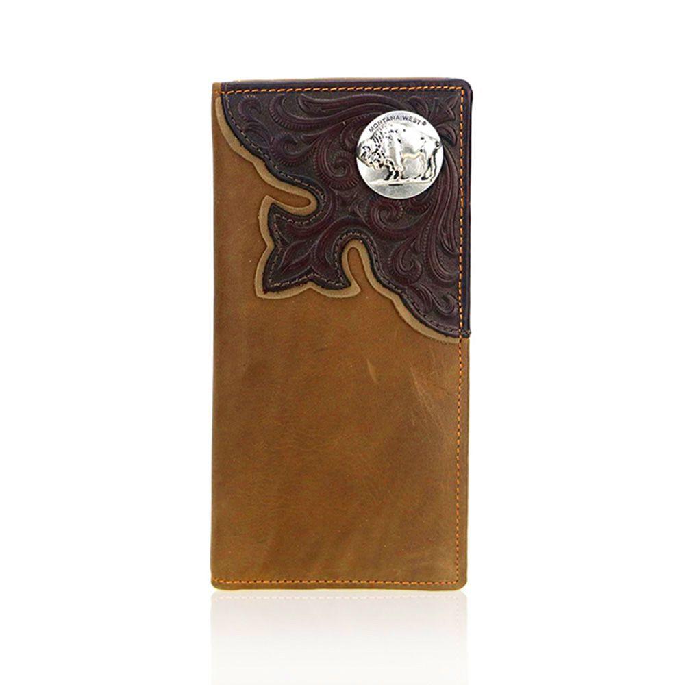 Genuine-Tooled-Leather-Collection-Men's-Wallet-Brown
