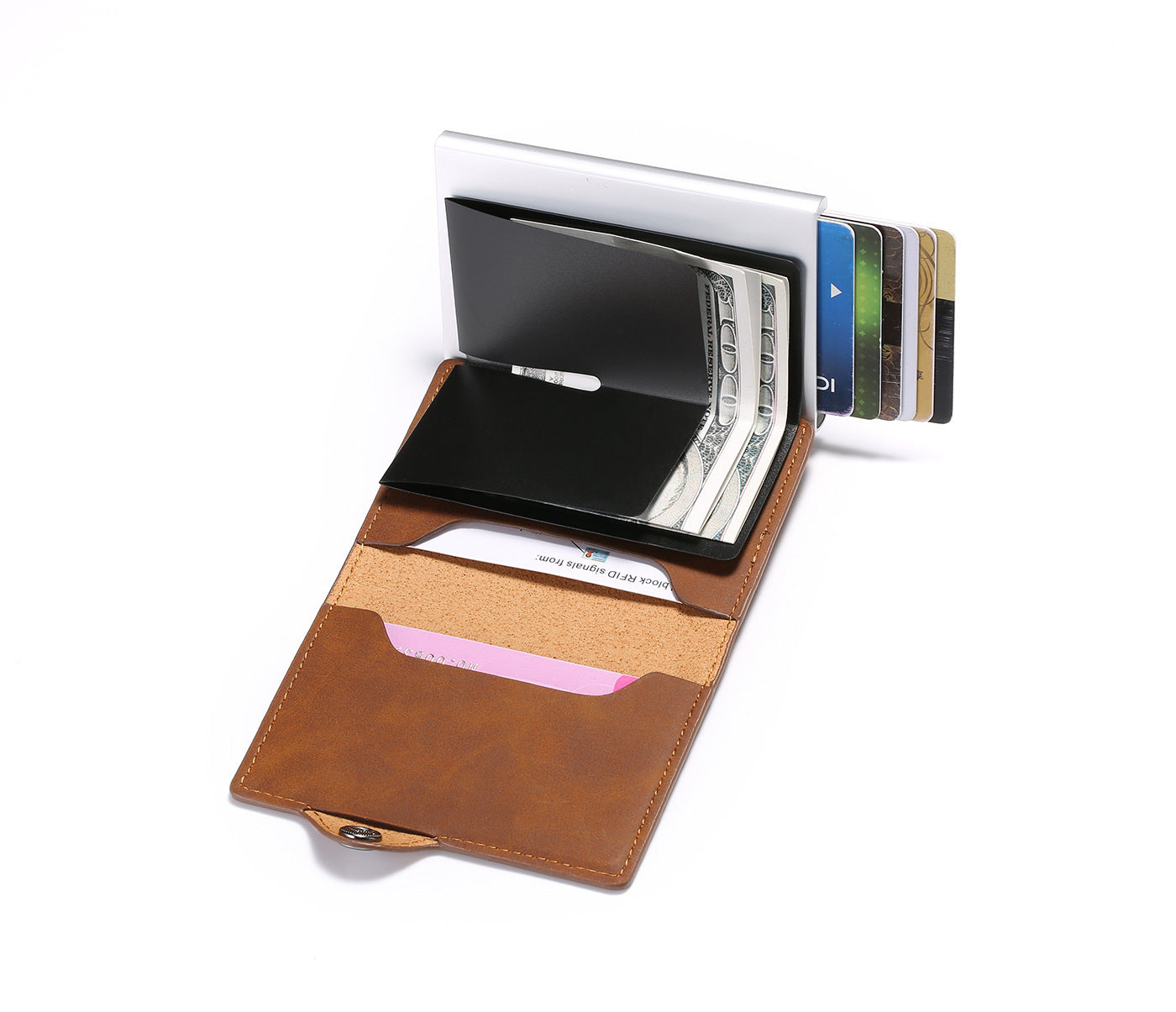 Sroushaa New Aluminum alloy credit card wallet RFID men purse occlude anti-theft customizable visa card holder wallet