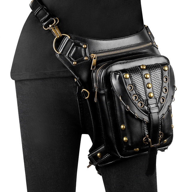 Waist Leg Bags Motorcycle Leather Women Men Victorian Style Holster Bag Thigh Hip Belt Packs Messenger Shoulder Bags