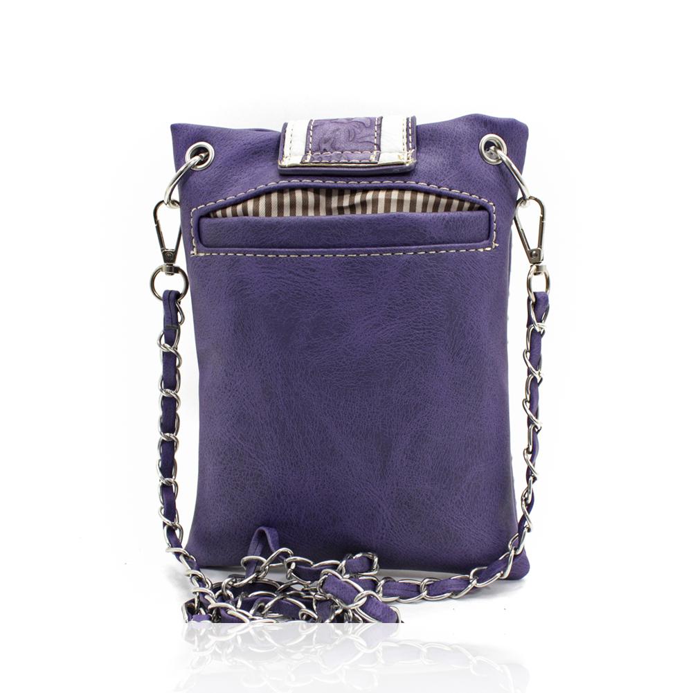 Purple Leather Embossed Crossbody Bag - S'roushaa