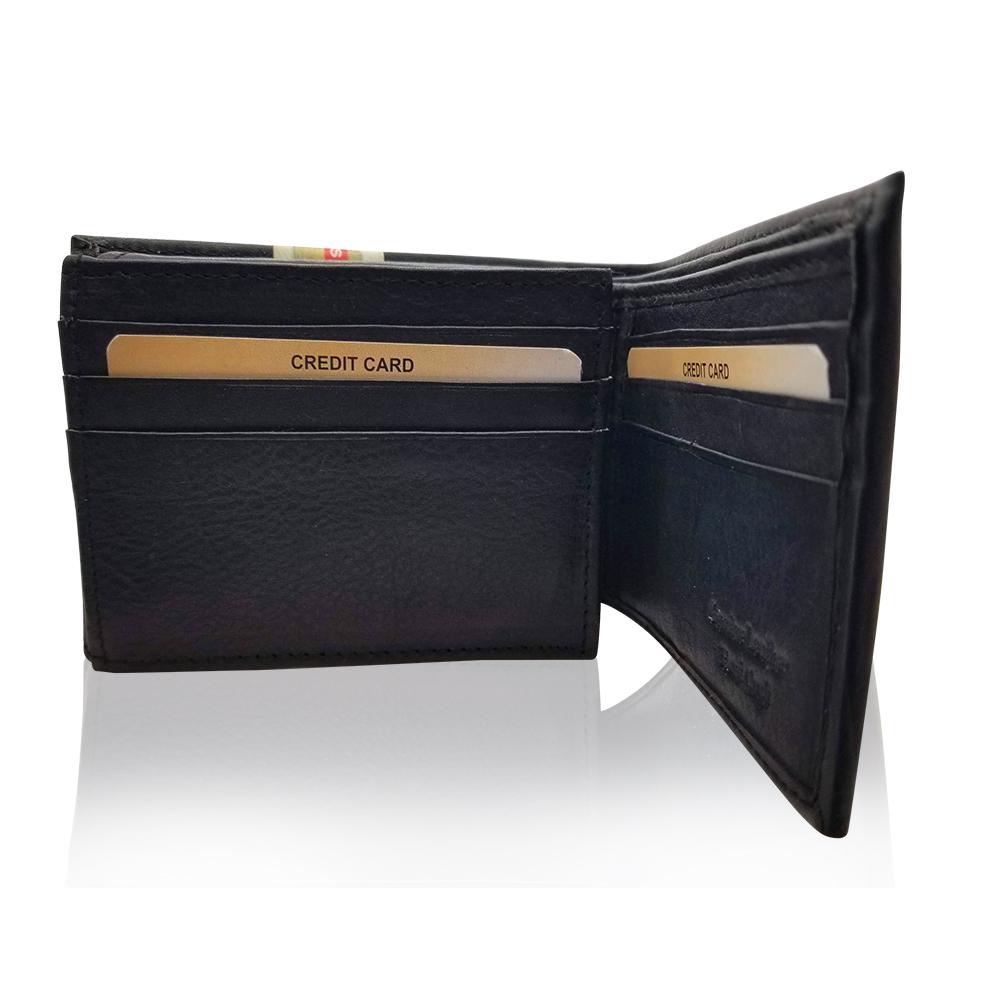 Men's Black Leather Bifold Wallet - S'roushaa