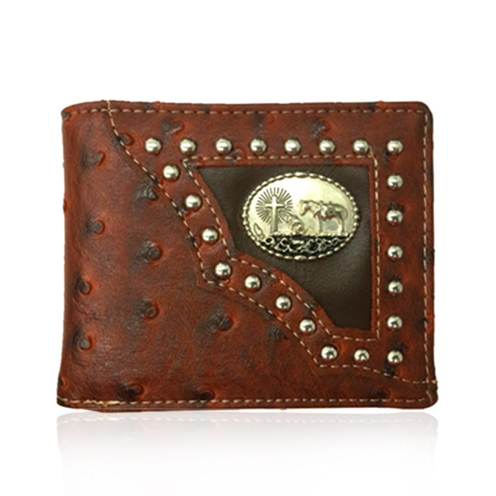 Mens-Brown-Embellished-Leather-Wallet