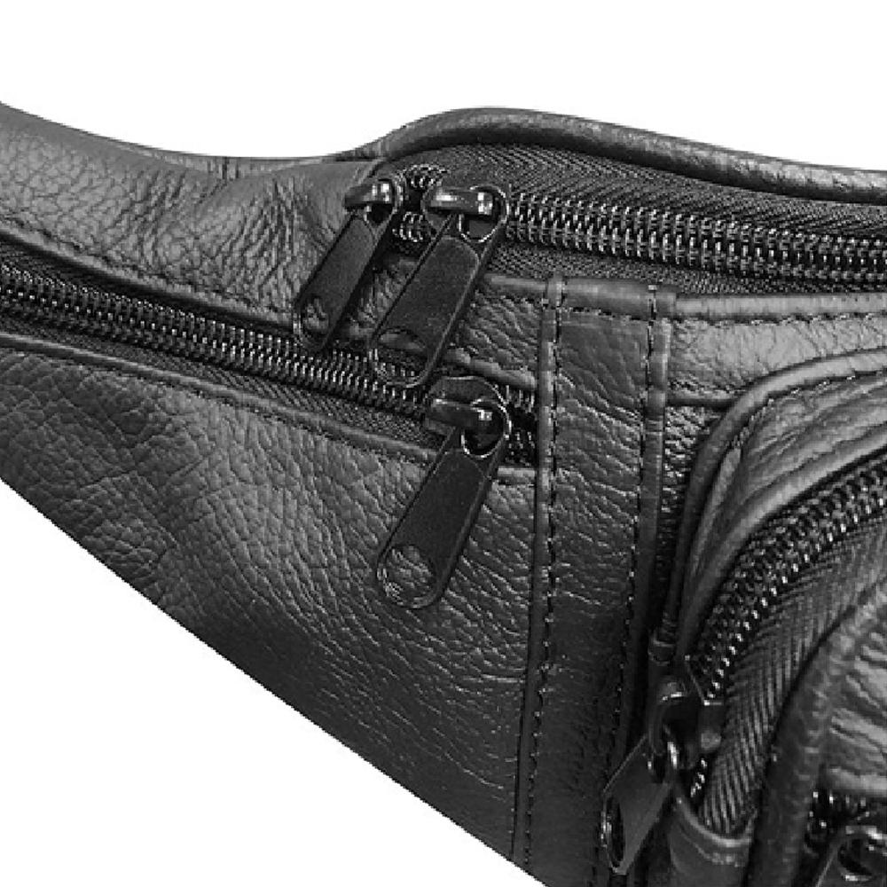 Multi-Zipper-Leather-Fanny-Pack-Black