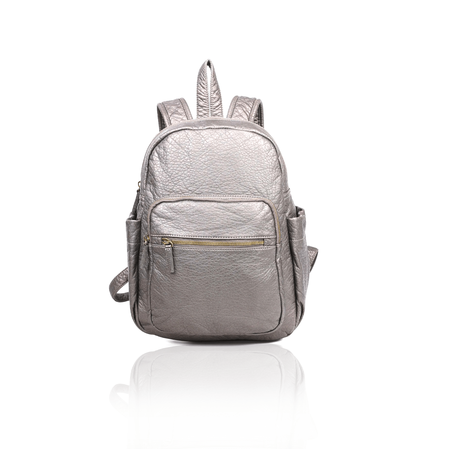 Leather-Backpack-In-Silver