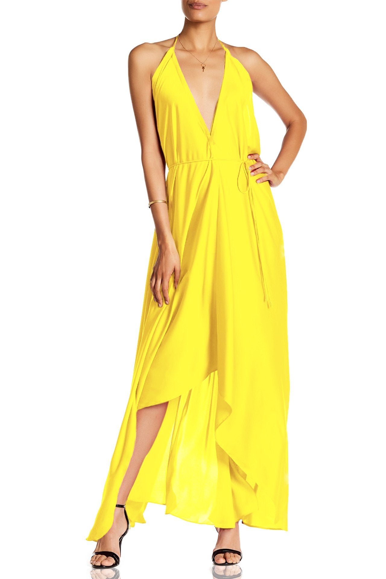 Solid-Yellow-Maxi-Dress-3-Ways-To-Wear