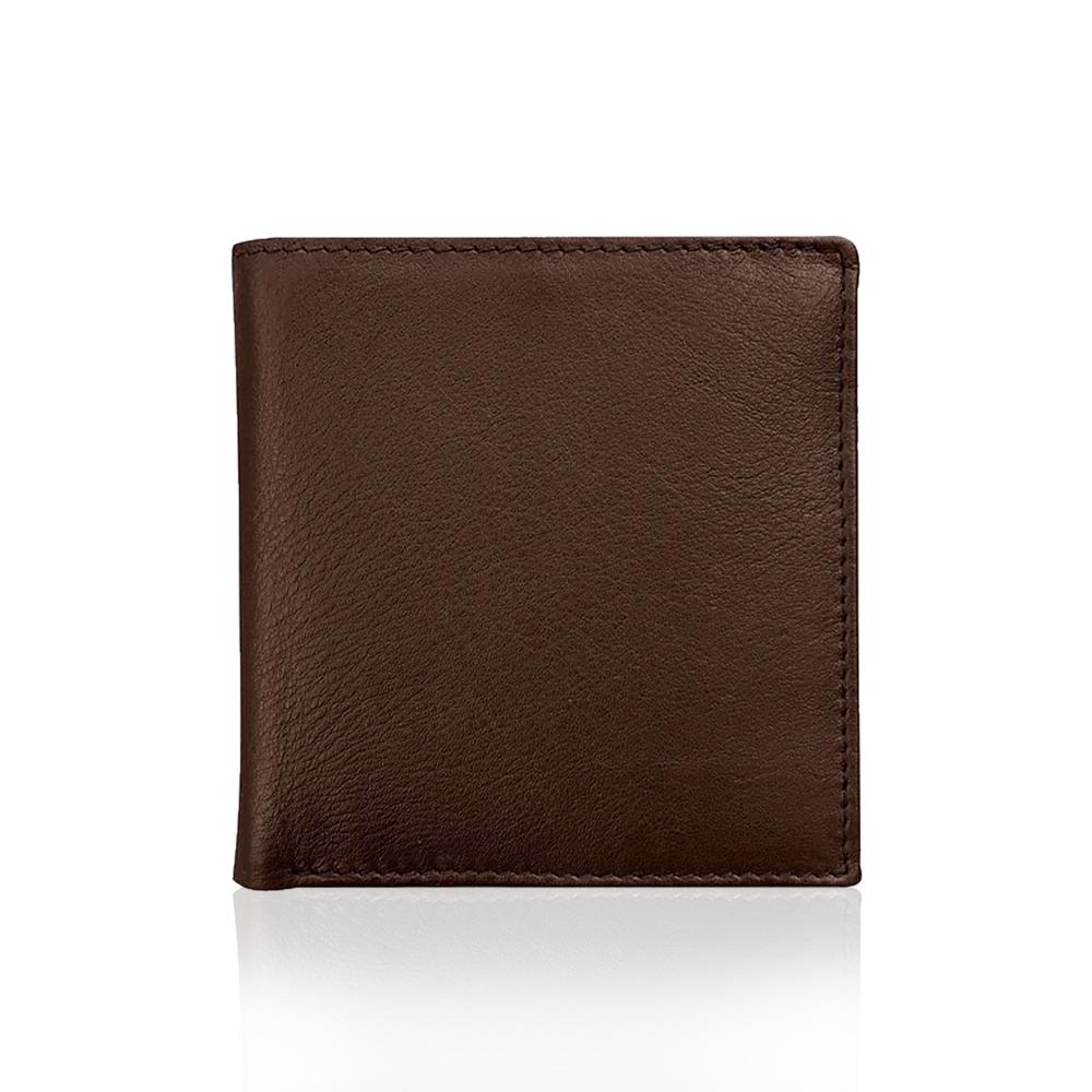 Solid Brown Leather Bifold Wallet
