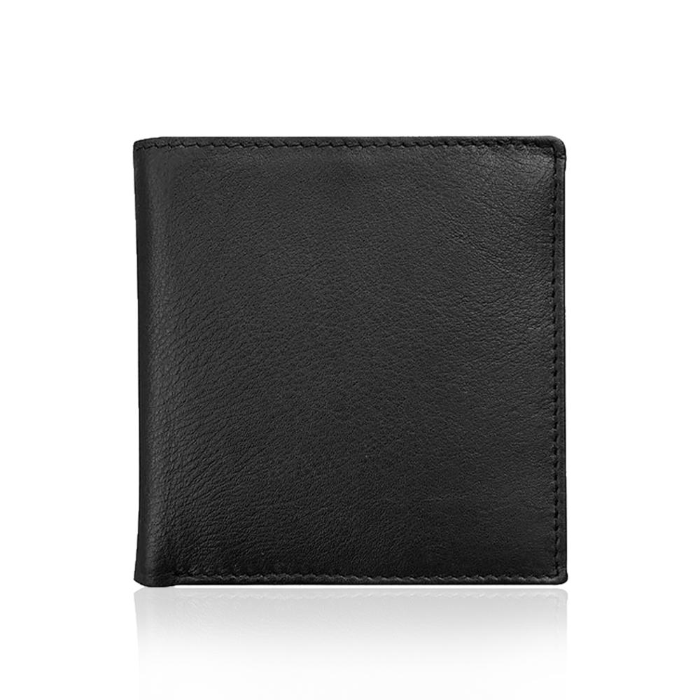 Solid Black Leather Bifold Wallet - S'roushaa