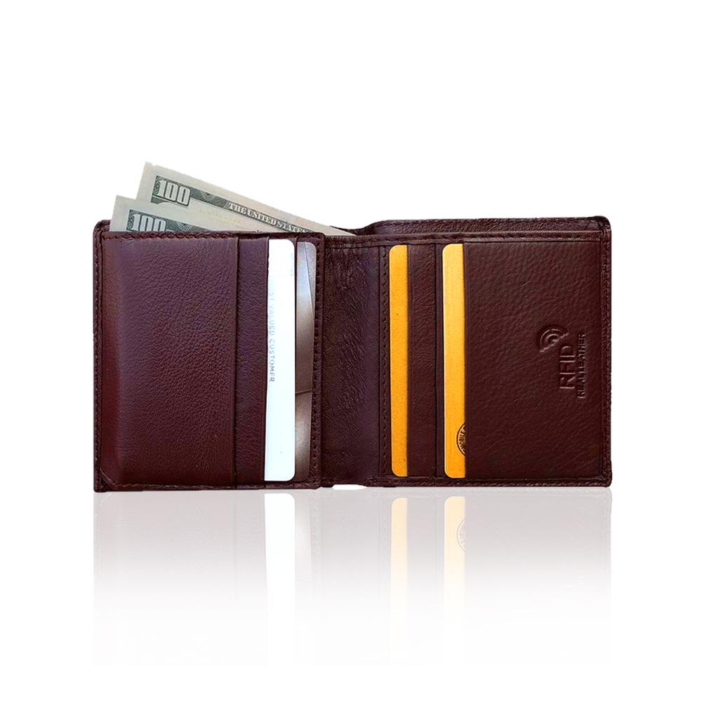Solid Brown Leather Bifold Wallet
