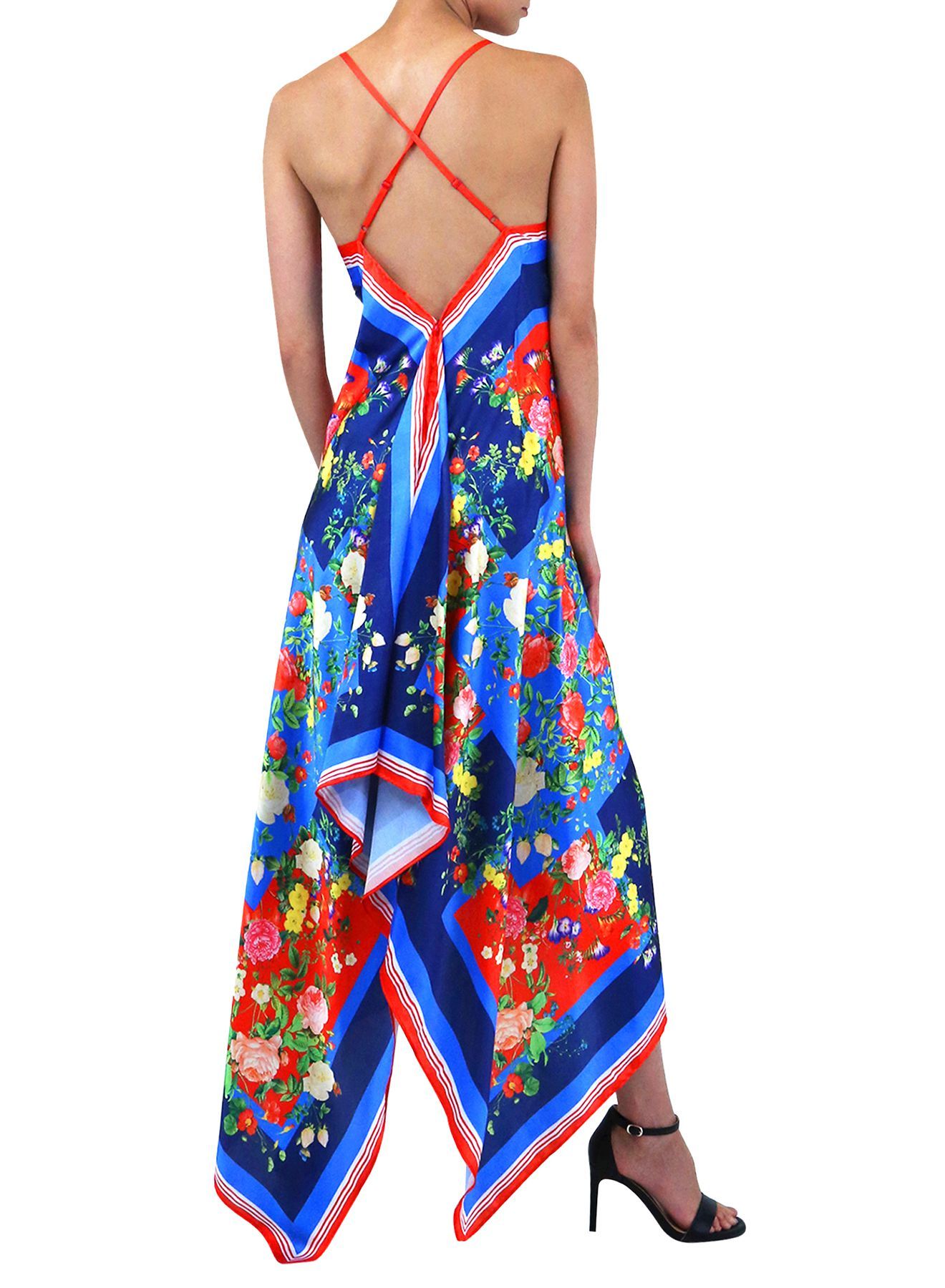 Floral Print Long Scarf Dress - S'roushaa