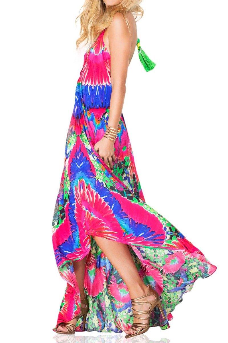 Multi Wear Dress in Feather Print - S'roushaa