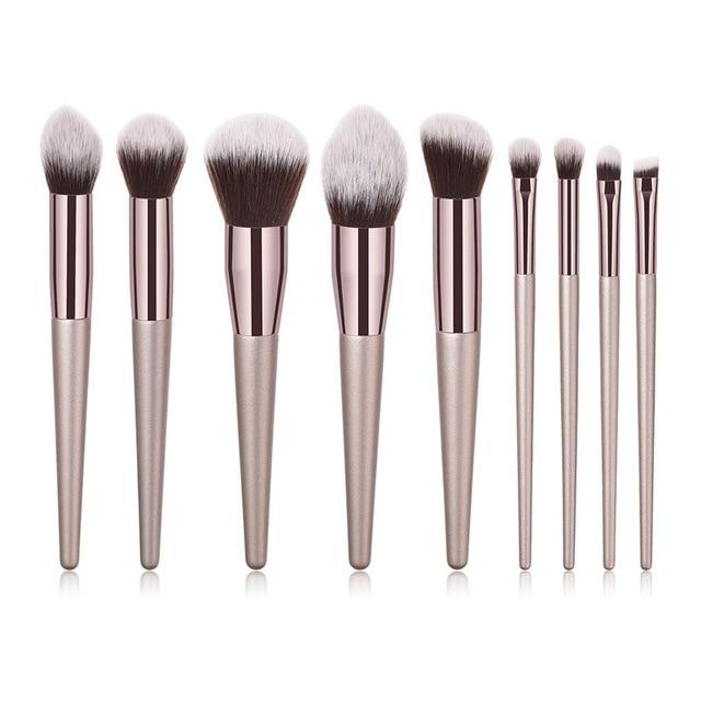 Champagne makeup brushes set for cosmetic foundation powder - S'roushaa