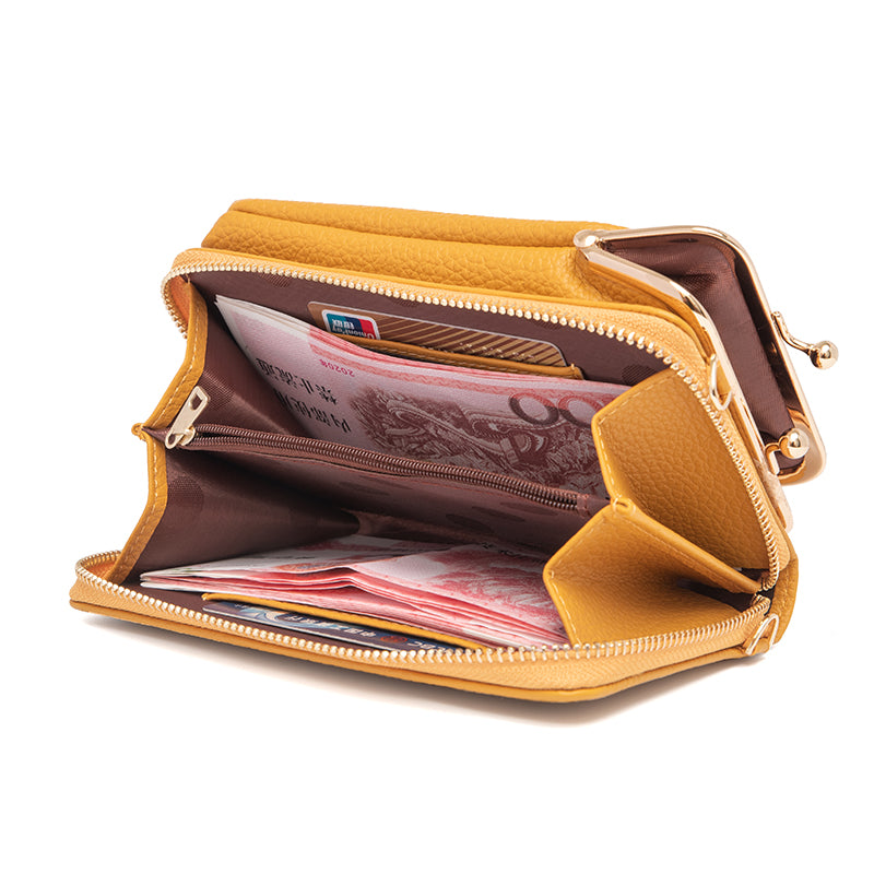 Vegan Wallet Credit Card Holder Women/Girl Clutch Wallet Bag Phone Pu Leather Sling Bag Crossbody